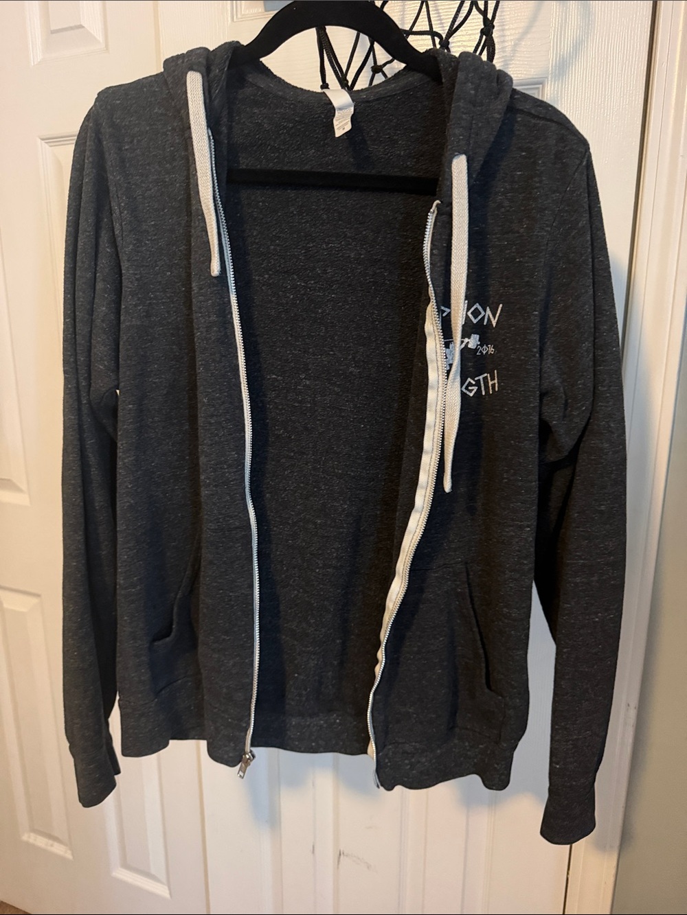 Dark Gray Zip-Up Hoodie Jacket with Hood